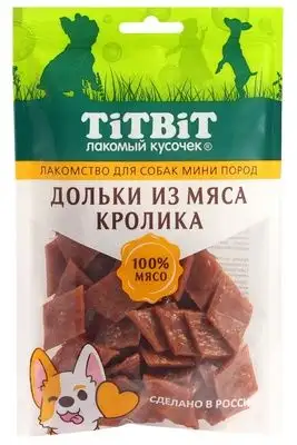 Купить titbit лакомство для собак мини пород дольки из мяса кролика