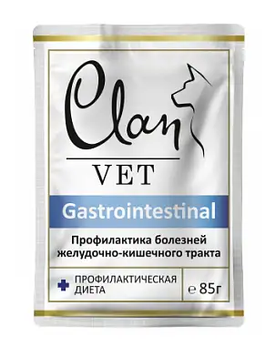 Clan VET GASTROINTESTINAL влажный корм для собак для профилактики болезней ЖКТ, кусочки в соусе (пауч)