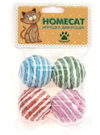 Купить homecat игрушка для кошек мячи веревочные гремящие